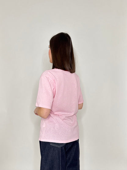 T-shirt righe light cotton Rosa