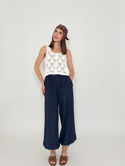 Pantalone in viscosa con laccetti