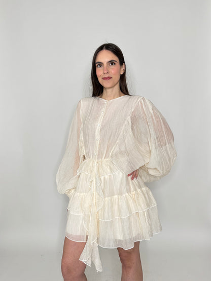 Abito mini in tencel effetto goffrato Burro