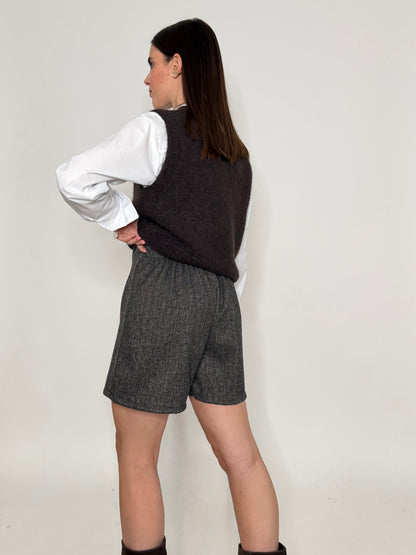 Gonna pantalone spigata in morbida viscosa moro