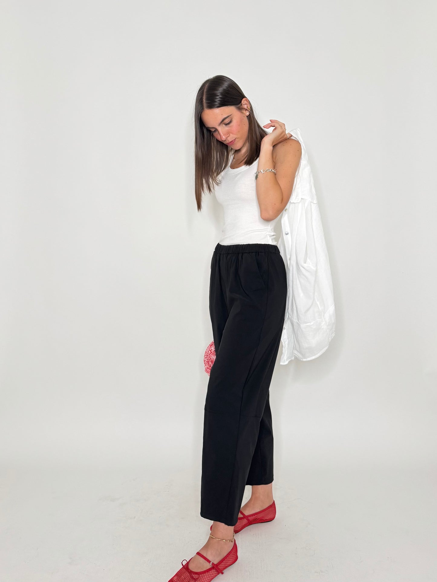 Pantalone Comfy ovetto in viscosa Nero