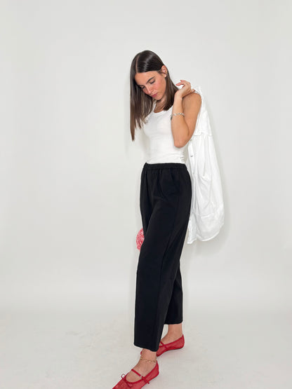 Pantalone Comfy ovetto in viscosa Nero