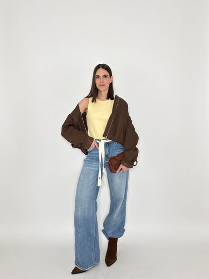 Jeans Wide leg coulisse in tessuto