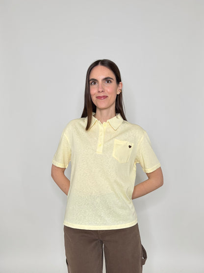 Polo basic light cotton con taschino e cuore Giallo pulcino