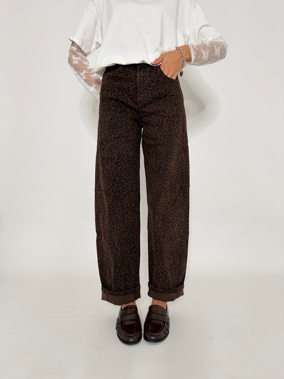 Jeans Balloon Fit leopardato