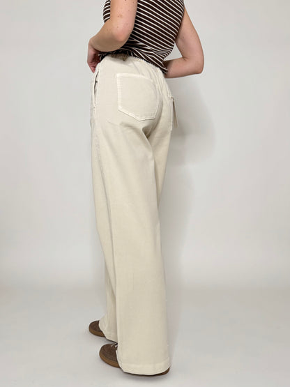 Jeans Spring in cotone con coulisse Crema