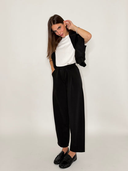 Pantalone ovetto relax fit in viscosa nero
