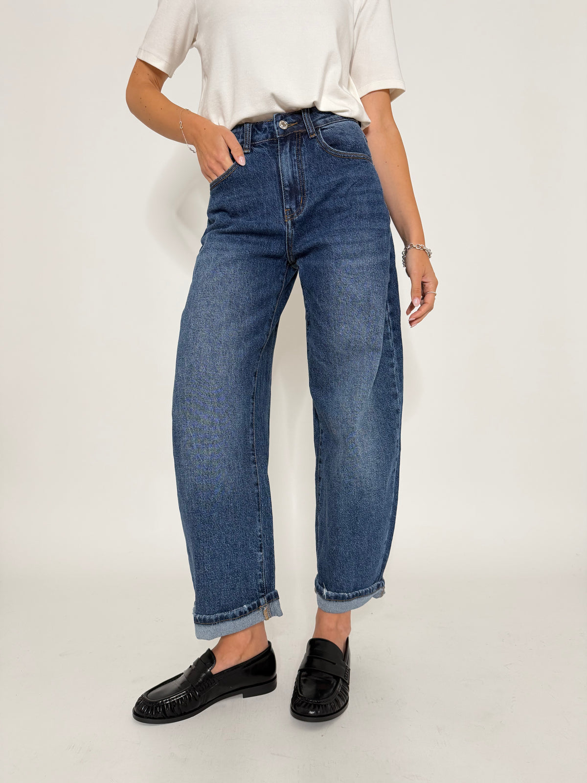 Jeans Balloon Fit in Denim Blu