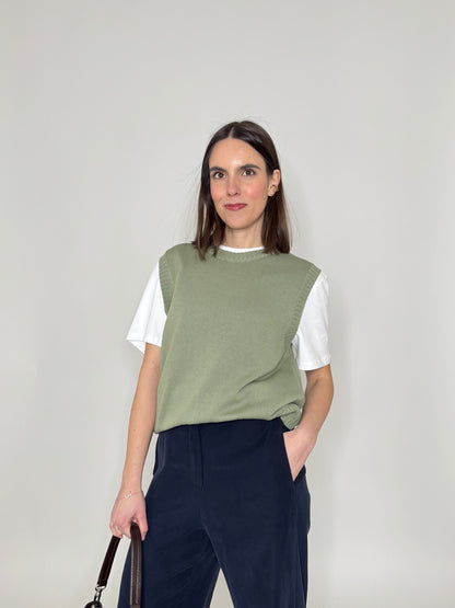 Gilet basic 100% cotone Salvia
