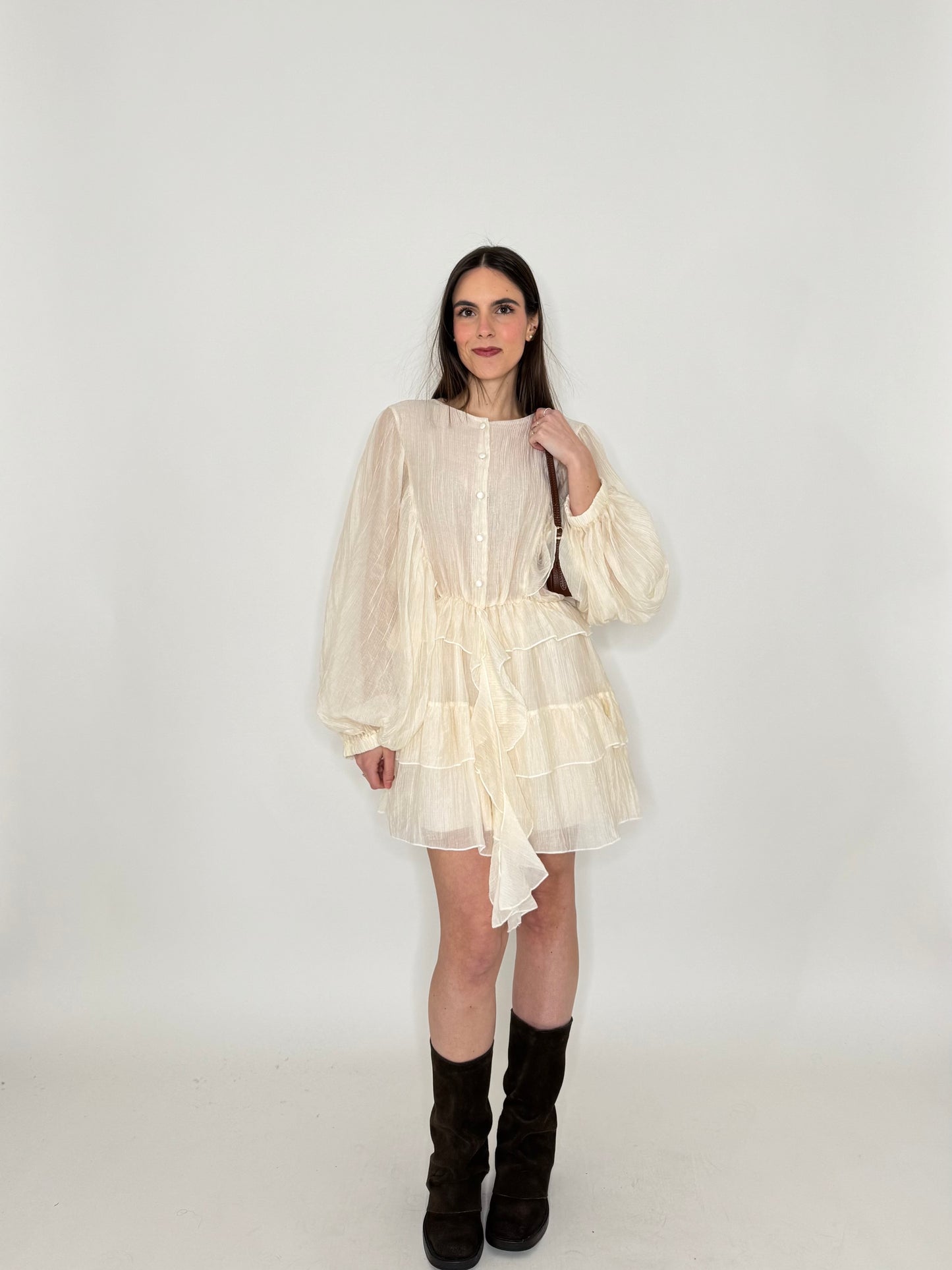 Abito mini in tencel effetto goffrato Burro