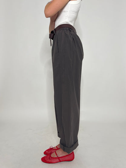 Pantalone popeline 100% cotone barrel fit
