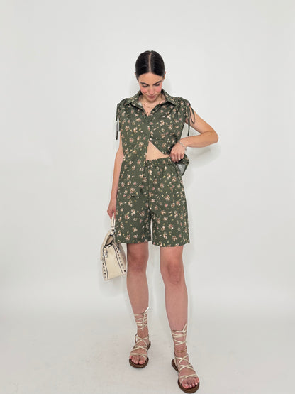 Completo Floreale Olivia Verde