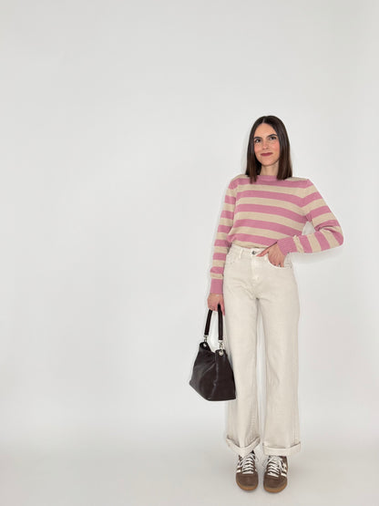 Jeans wide leg Cream