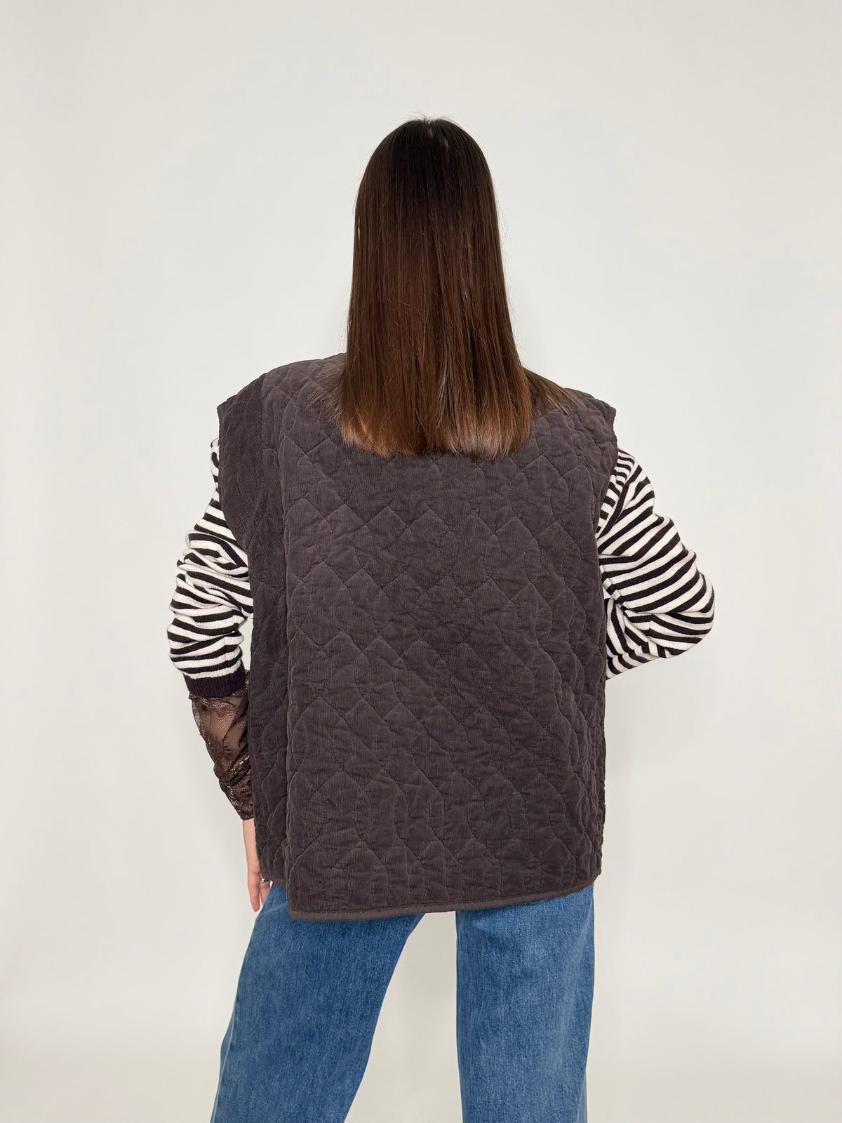 Gilet in velluto di cotone moro