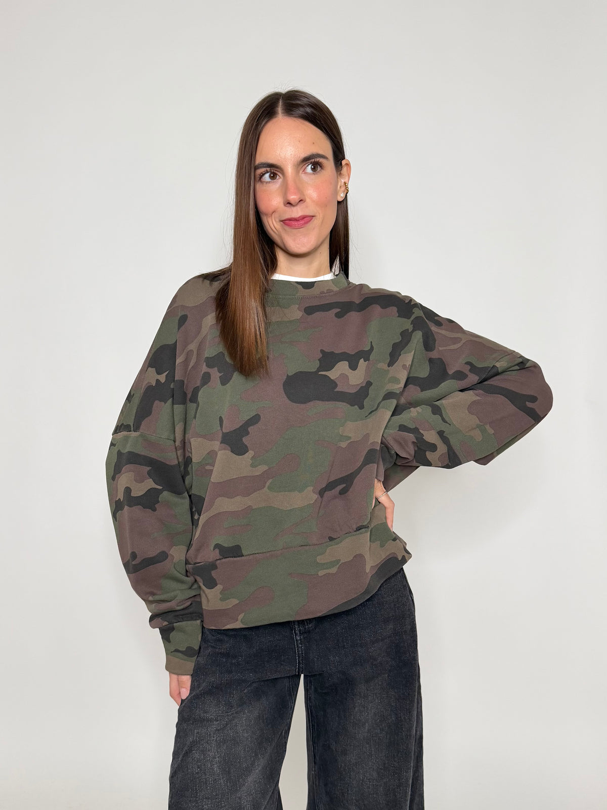 Felpa in cotone con camouflage
