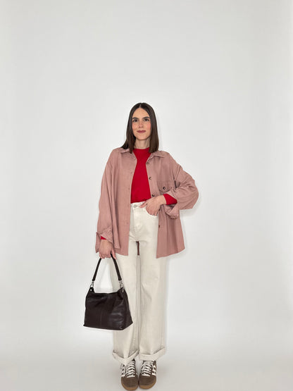 Camicia in 100% cotone taglio morbido Rosa antico