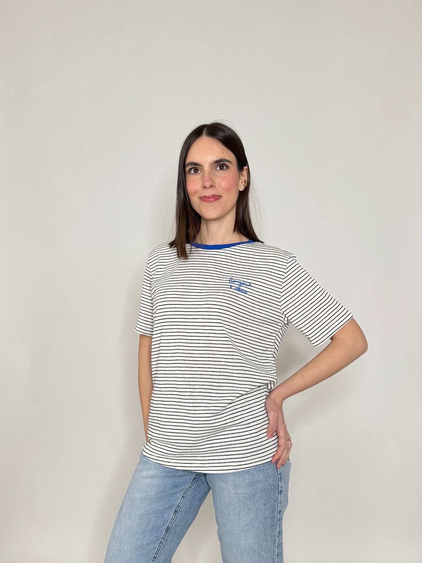 T-shirt righe light cotton White/Black