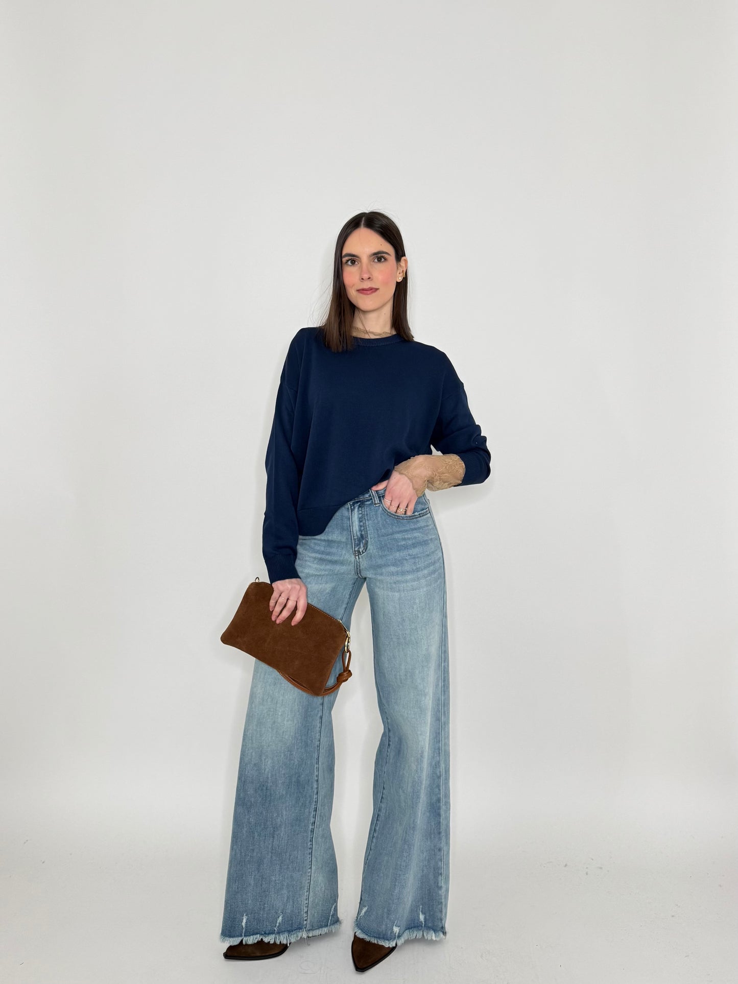 Jeans Wide leg sfrangiato