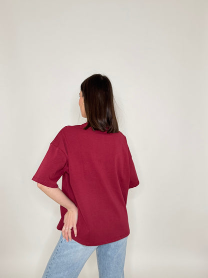 T-shirt in cotone "New York - University"  Bordeaux
