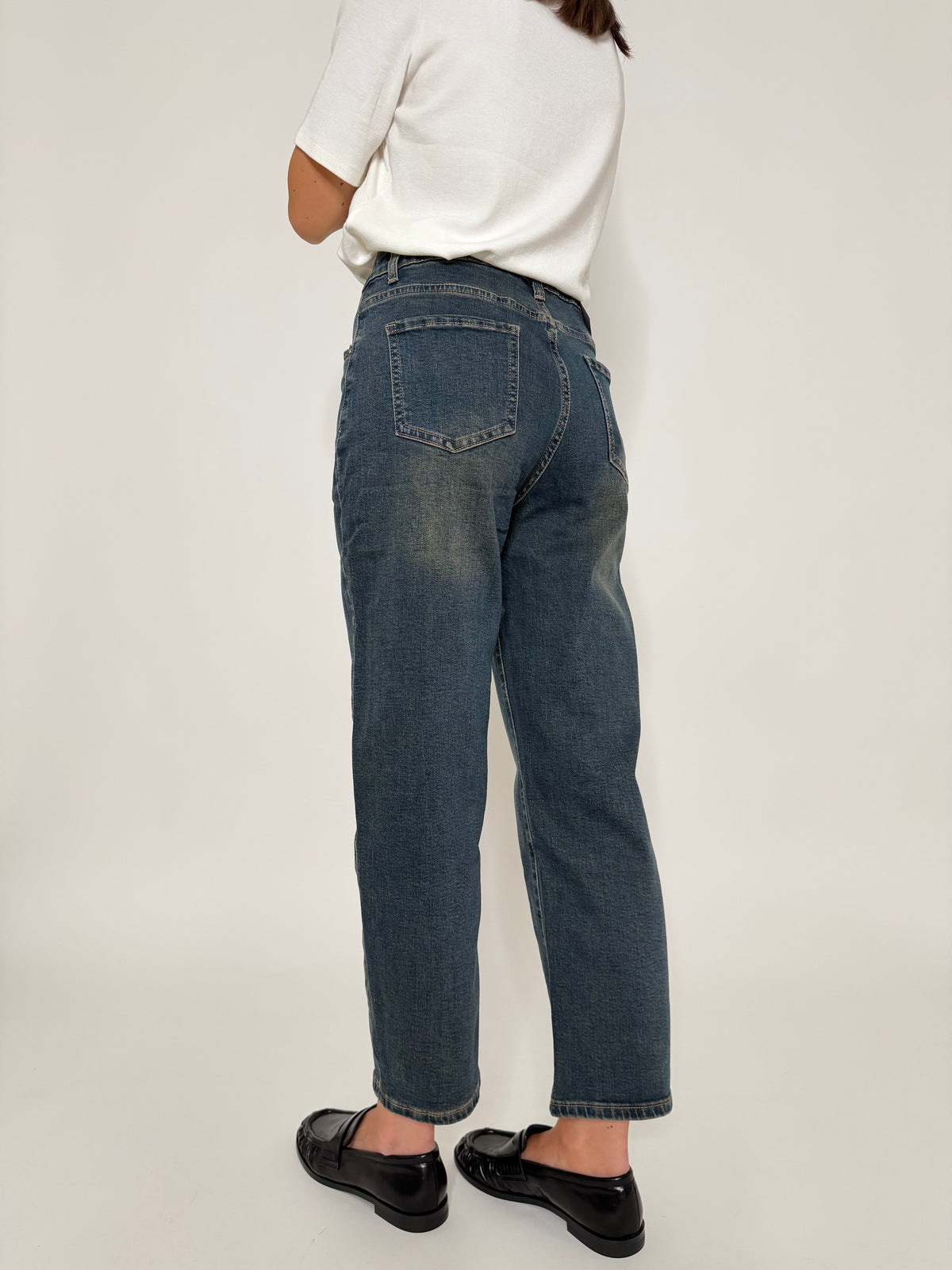 Jeans Mom Fit Vintage in Denim Blu