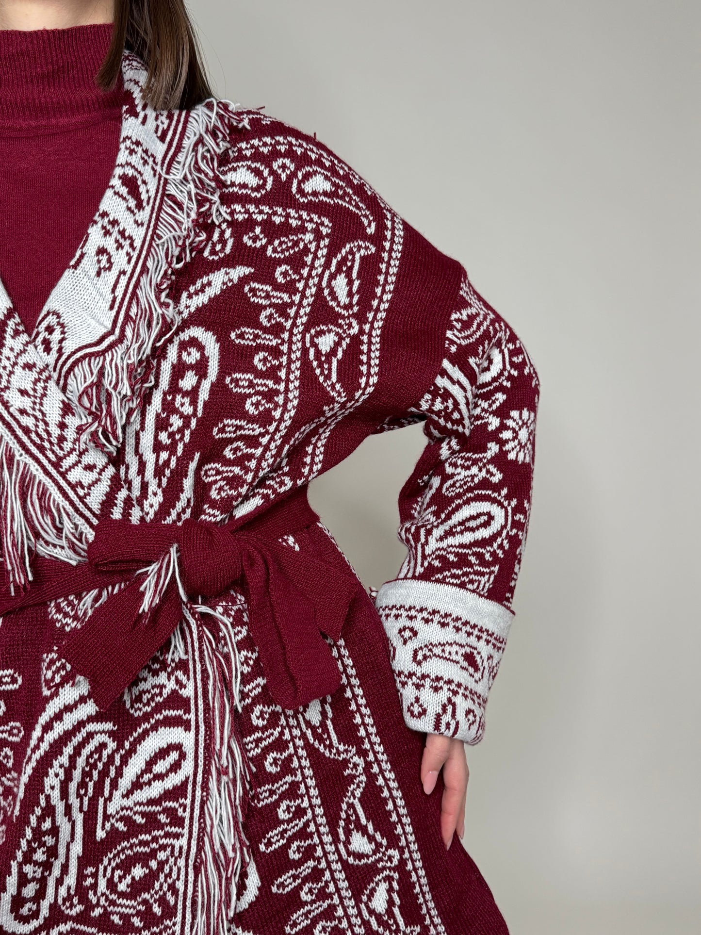 Cardigan bandana Jacquard Bordeaux