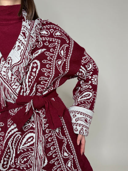 Cardigan bandana Jacquard Bordeaux