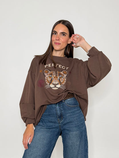 Felpa Donna in Cotone Made in Italy Moro