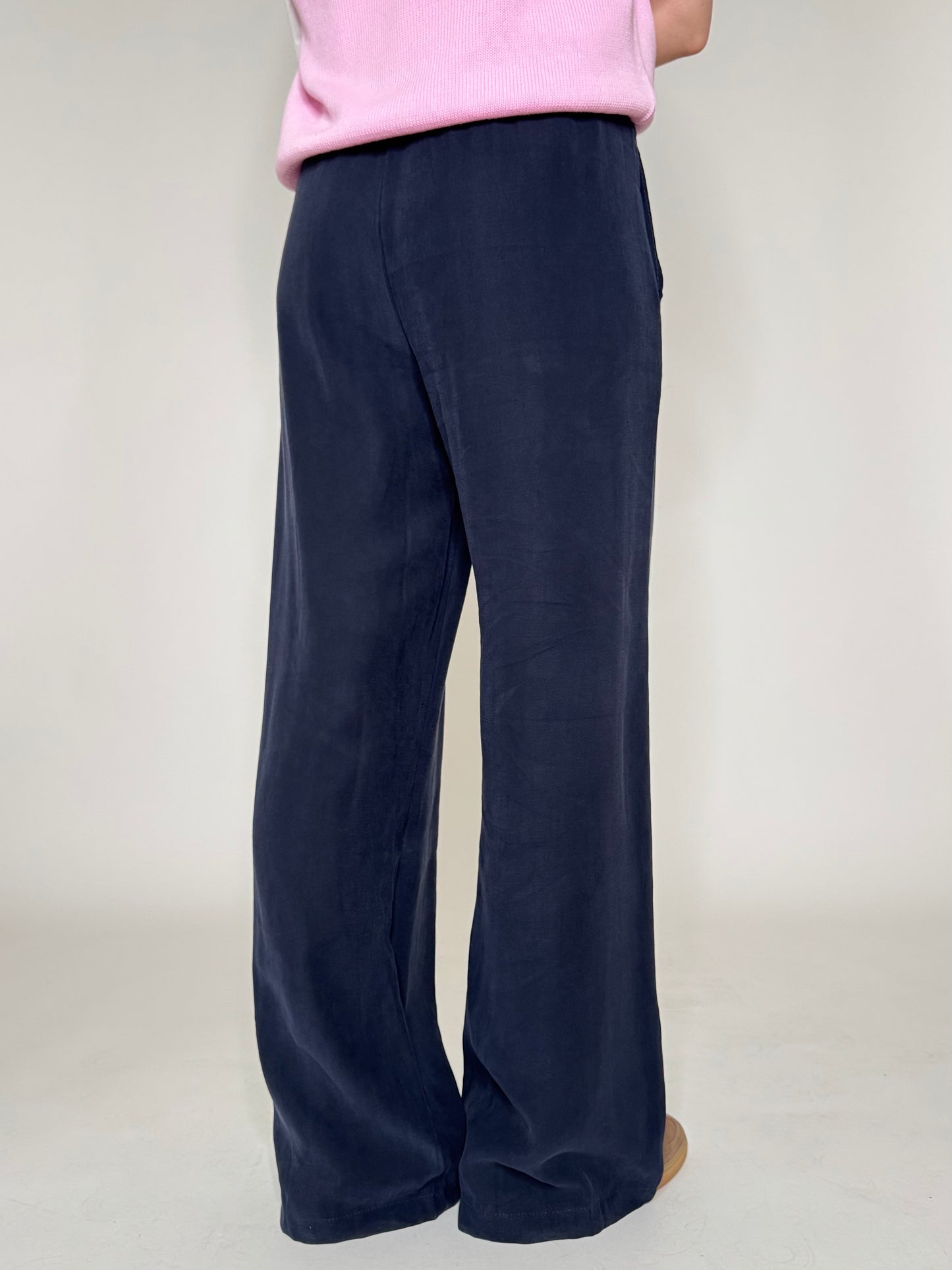 Pantalone taglio sartoriale tessuto viscosa manopesca Blu Navy