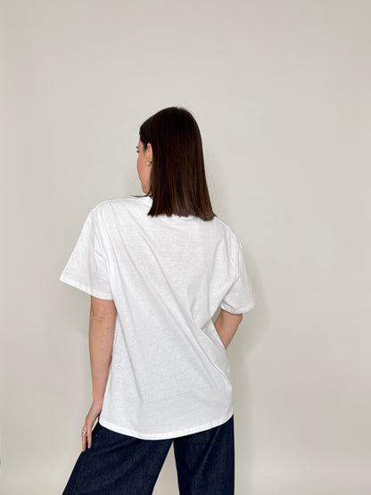T-shirt in cotone tasca brillantini Azzurro