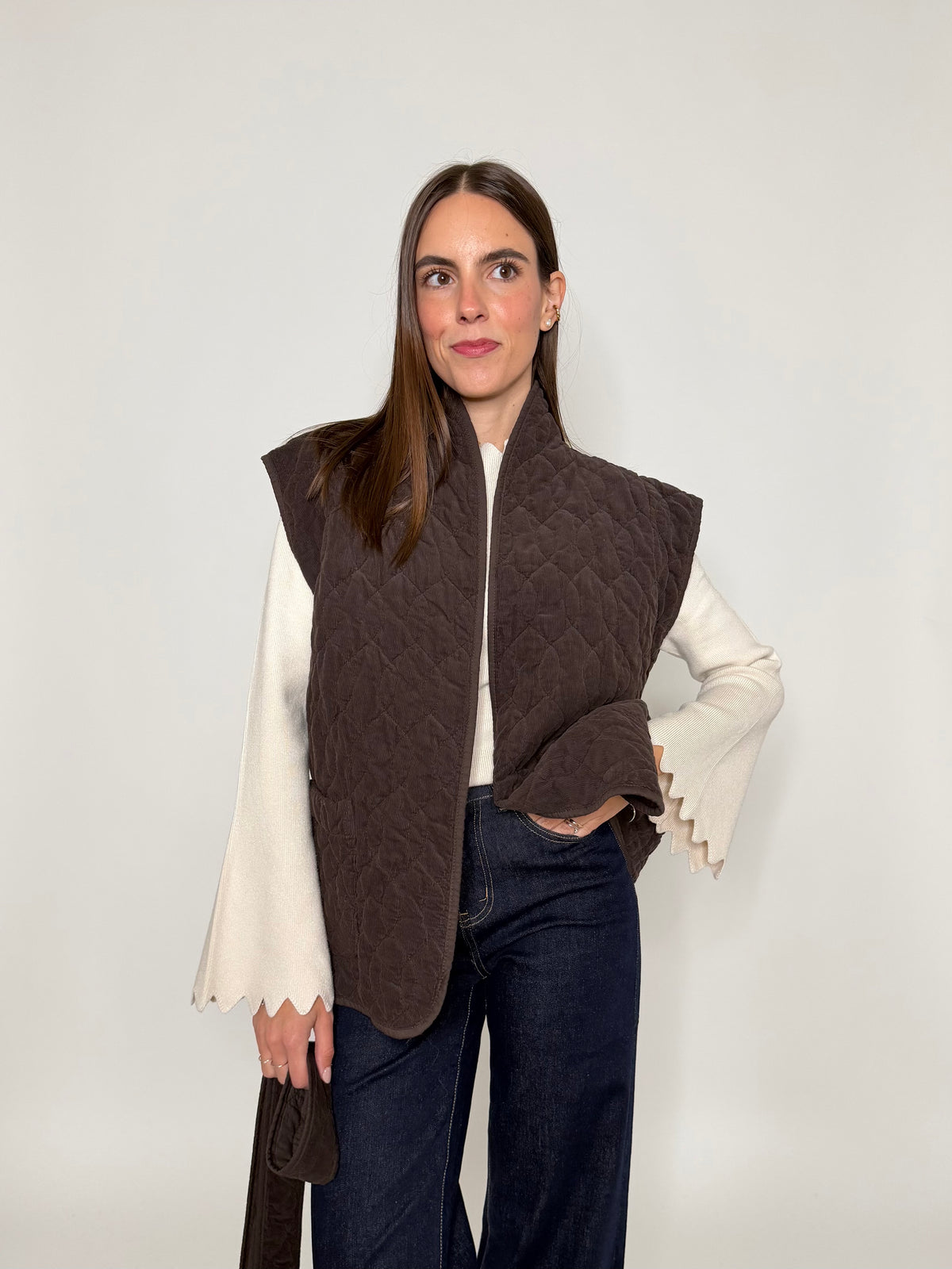 Gilet in velluto di cotone moro