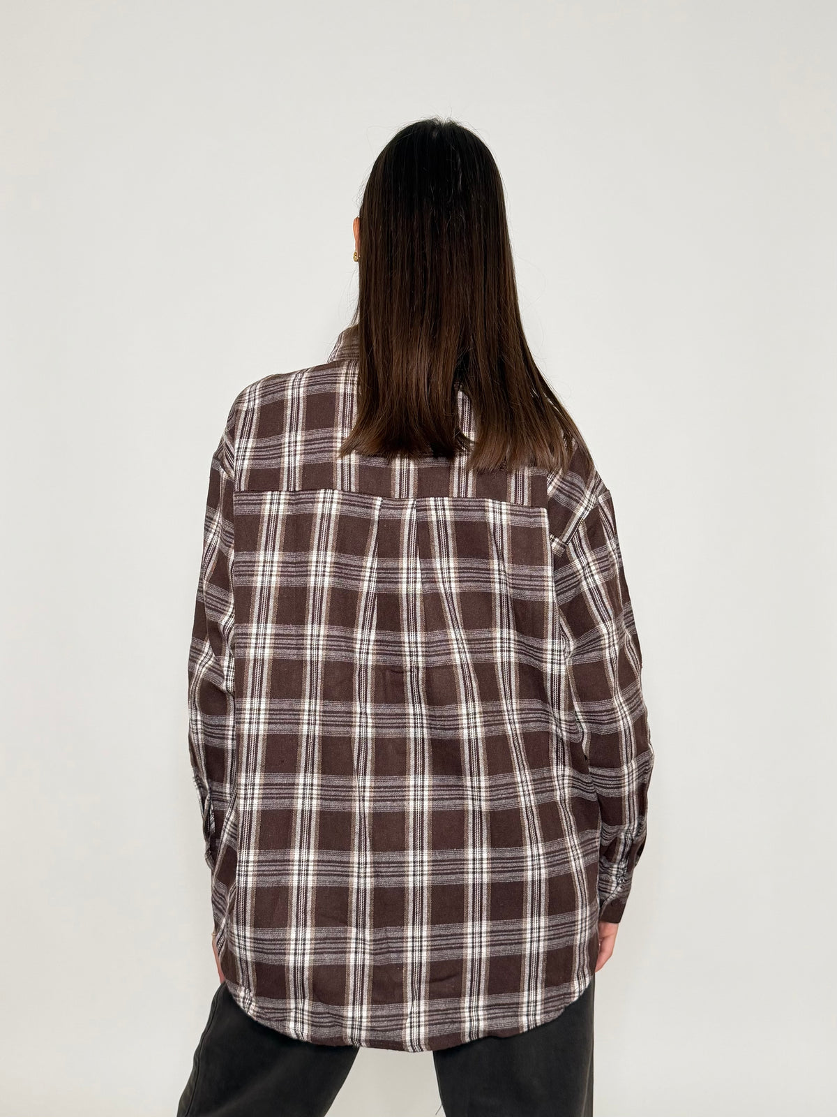 Camicia check in cotone coffee