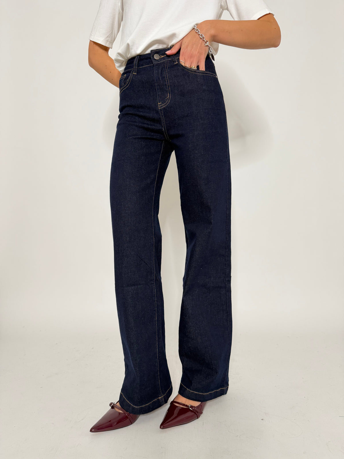 Jeans "Madrid" Wide Leg lavaggio zero