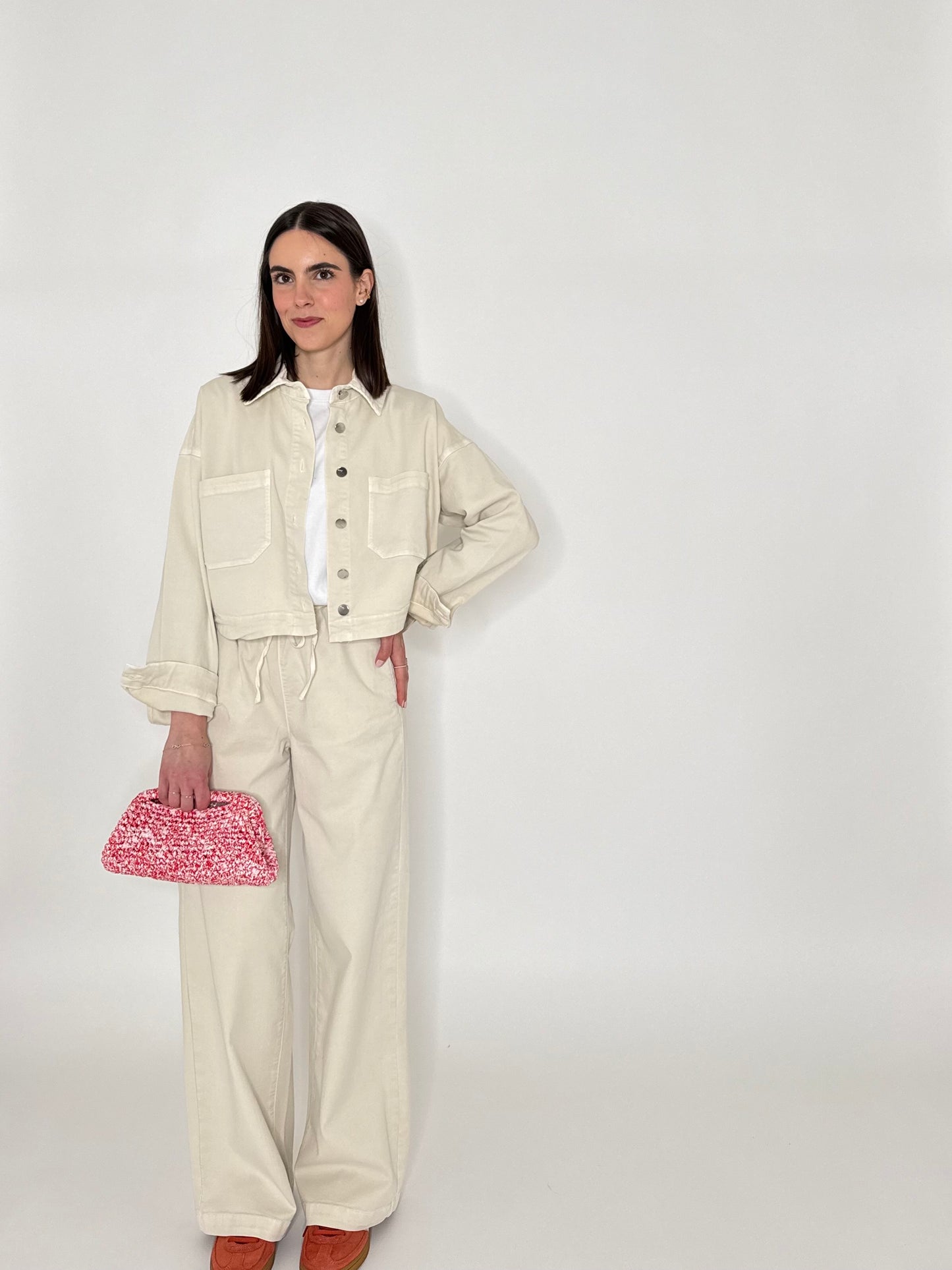 Giacca jeans Spring in cotone Crema