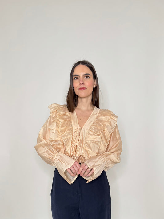 Camicia volant in lyocell con laccetti pesca