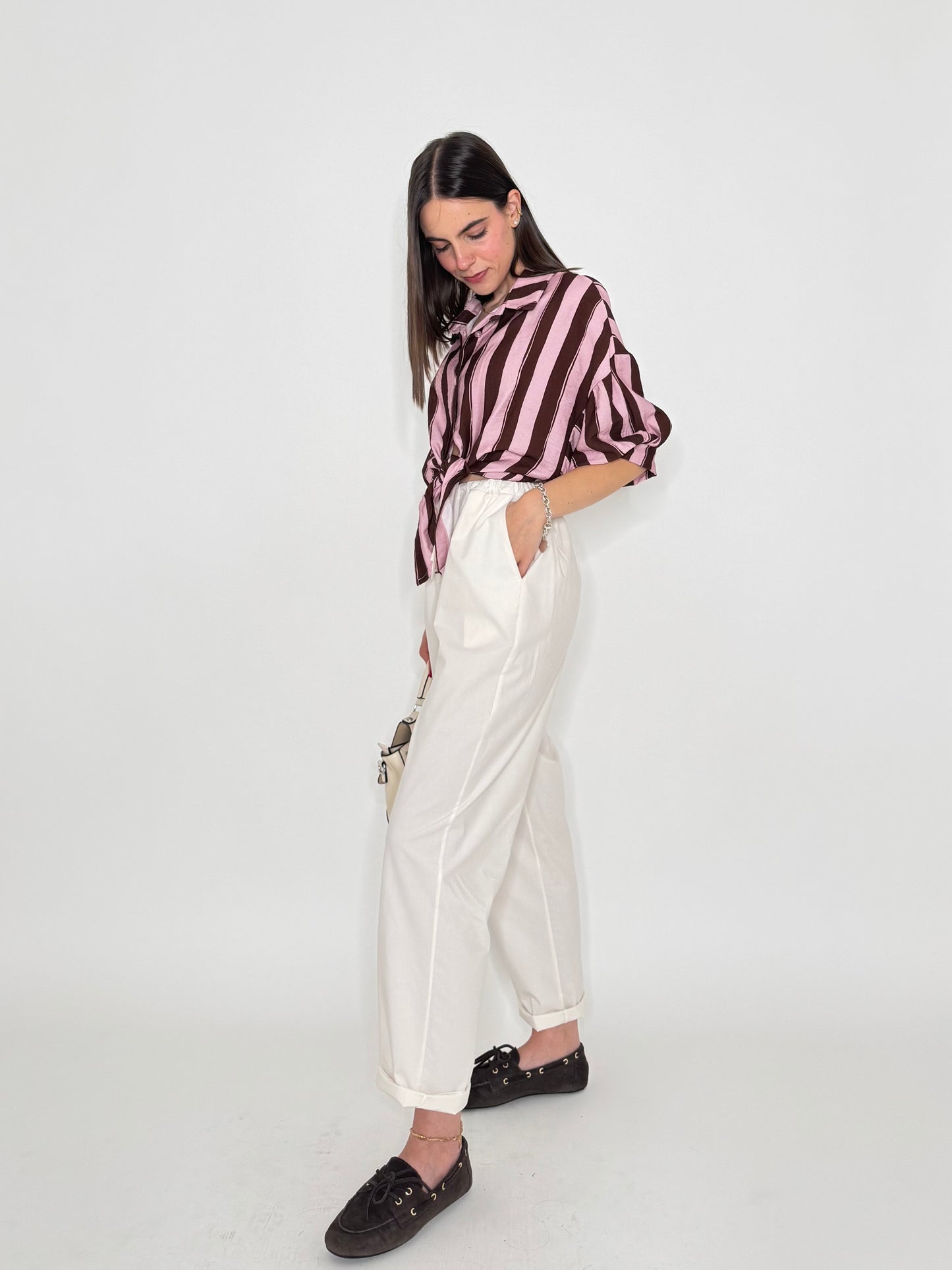 Pantalone fresco cotone Office Panna