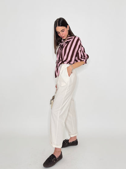 Pantalone fresco cotone Office Panna