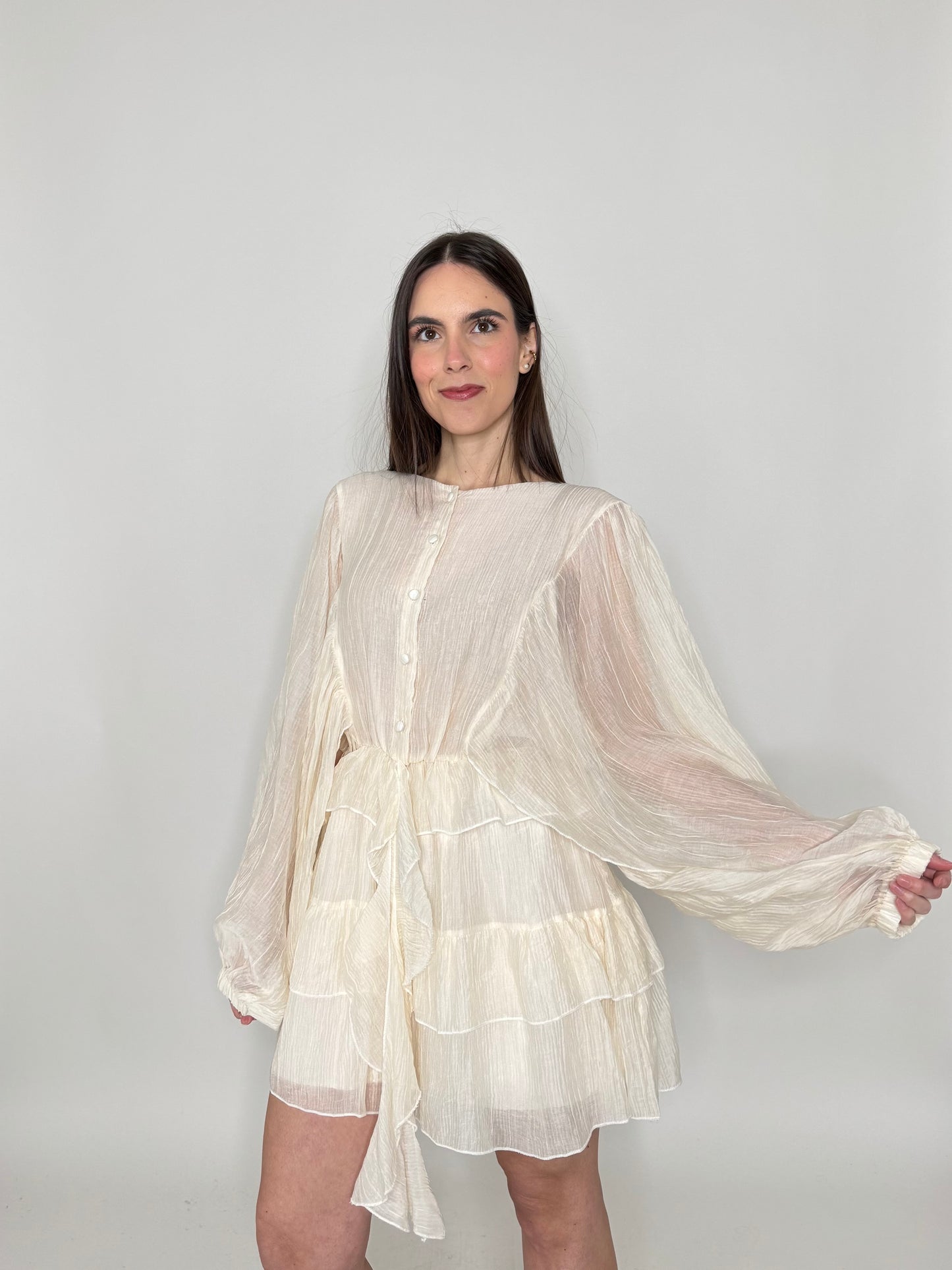 Abito mini in tencel effetto goffrato Burro