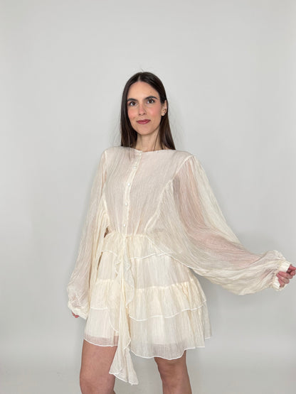 Abito mini in tencel effetto goffrato Burro