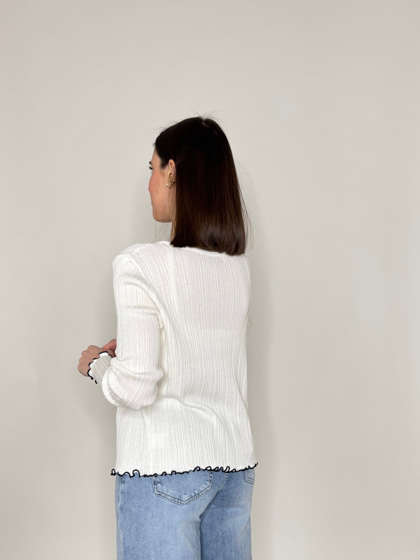 Twinset top e cardigan in filo di viscosa Bianco