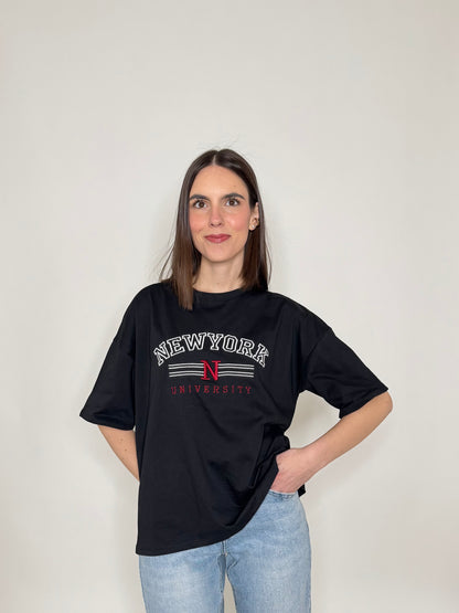 T-shirt in cotone "New York - University" Nero