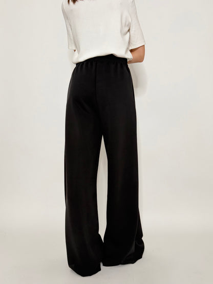 Pantalone palazzo relax fit in viscosa nero
