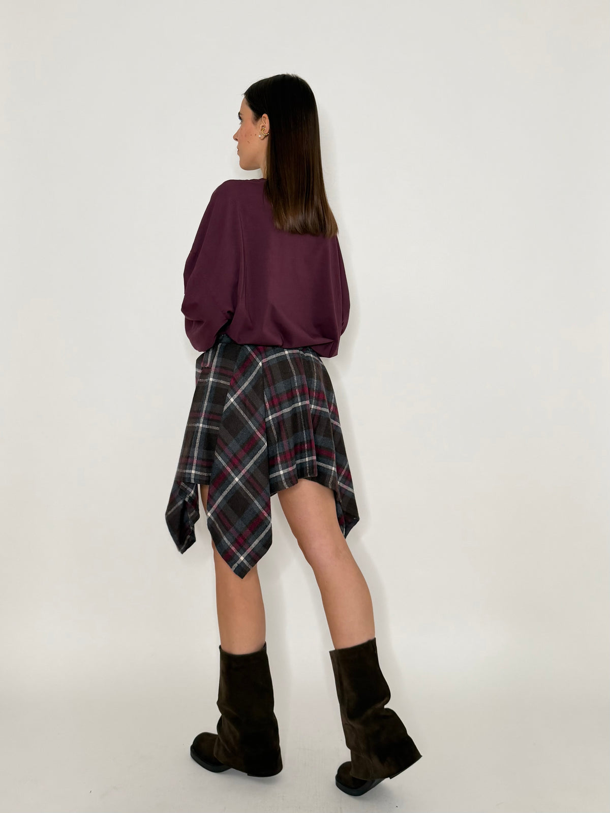Gonna a camicia con pantaloncino fantasia tartan