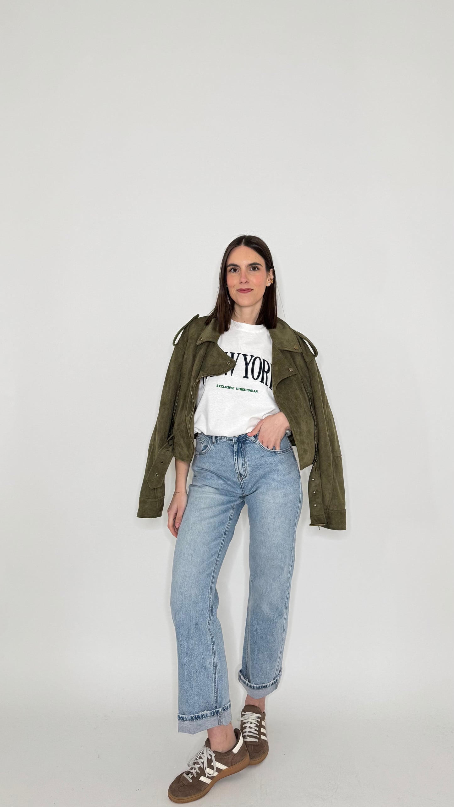 T-shirt in cotone "New York" Bianco