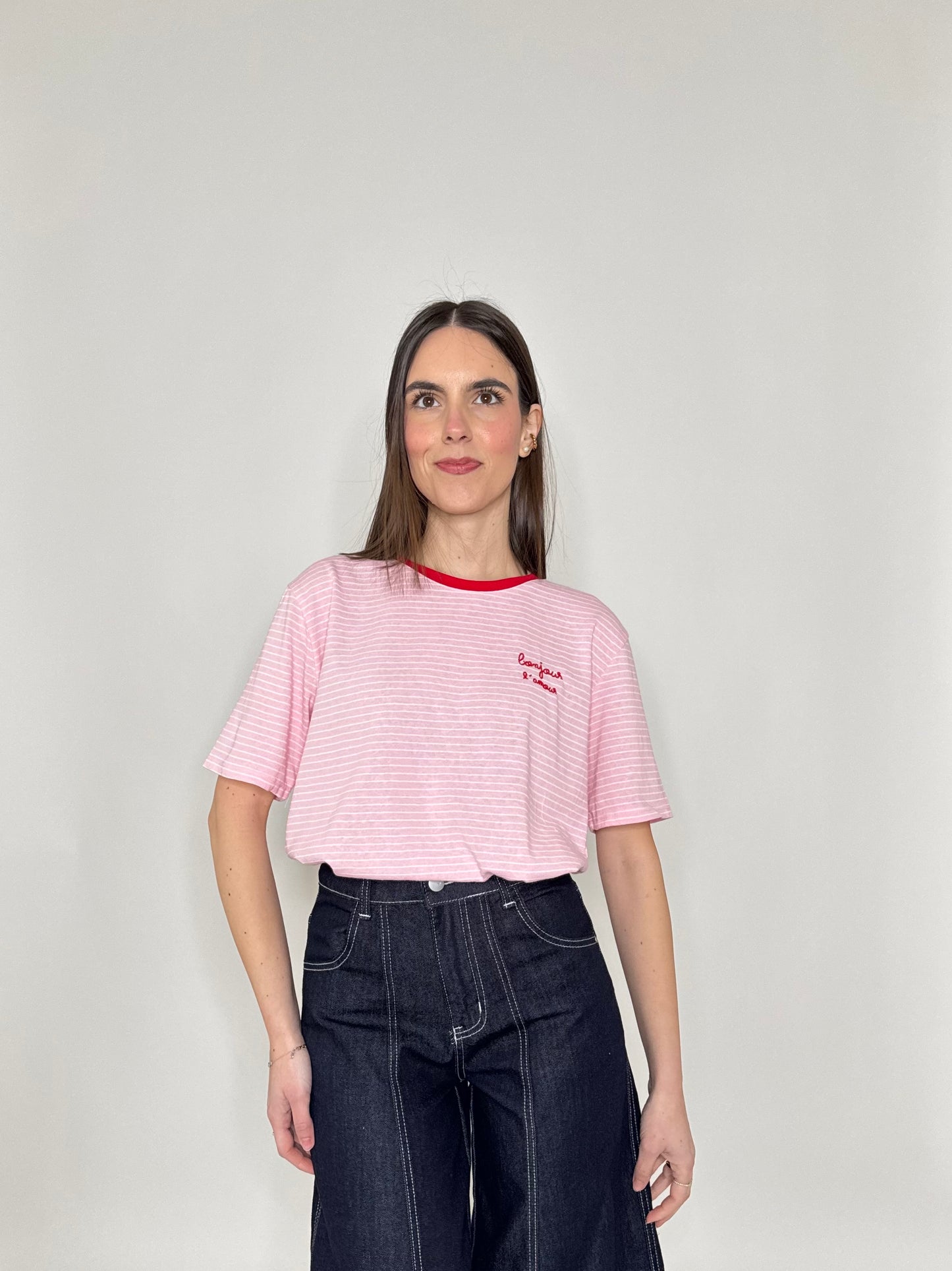 T-shirt righe light cotton Rosa