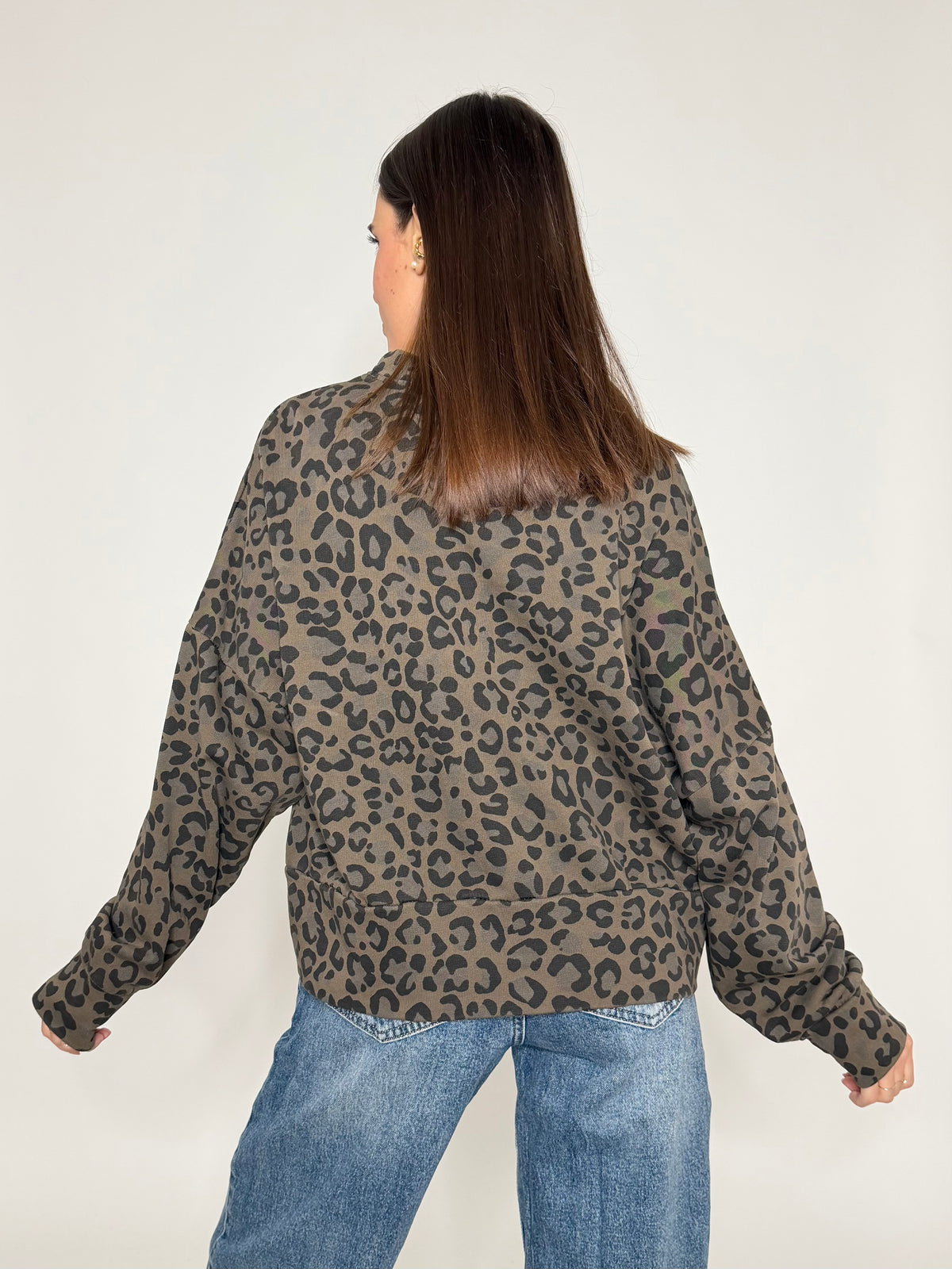 Felpa in cotone leopardato