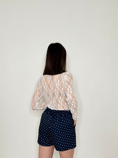 Completo stampa a pois blu navy