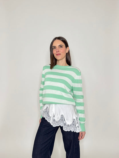 Top pizzo asimmetrico in 100% viscosa satin - Bianco