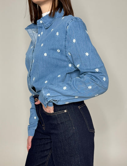 Camicia di jeans con ricami in cotone