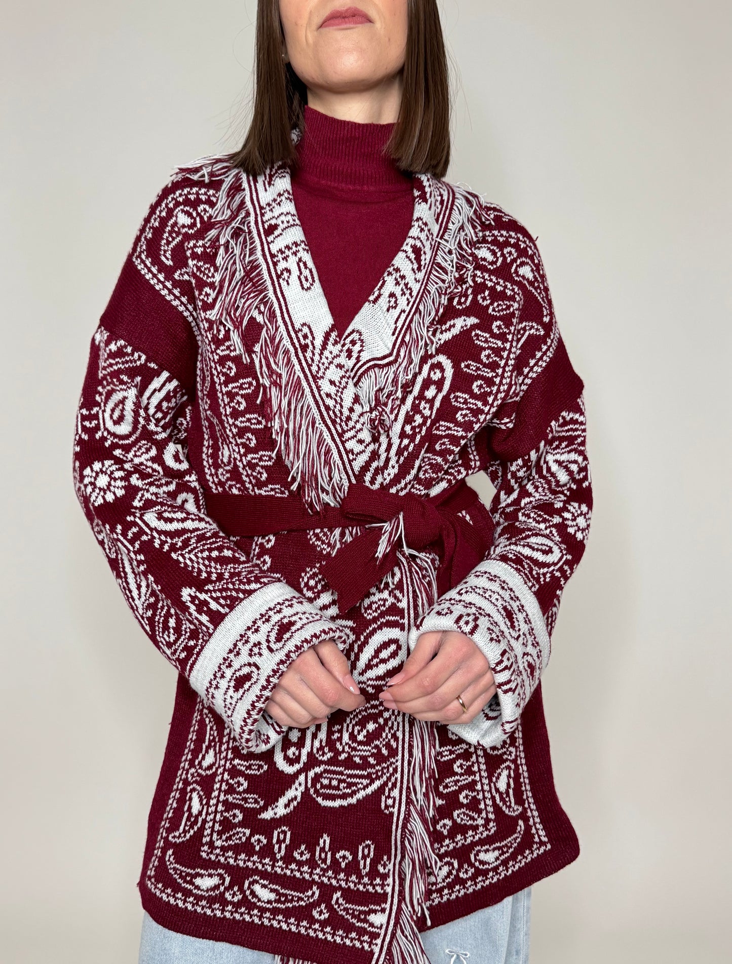 Cardigan bandana Jacquard Bordeaux