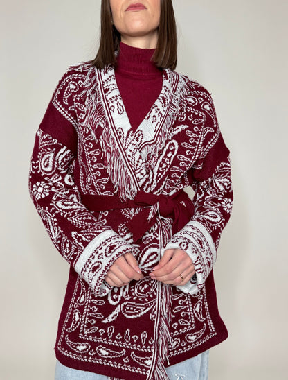Cardigan bandana Jacquard Bordeaux